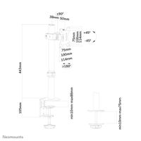 Neomounts FPMA-D510BLACK 1-voudig Monitor-tafelbeugel 25,4 cm (10) - 81,3 cm (32) Draaibaar, Kantelbaar, Zwenkbaar Zwart - thumbnail