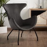 Kave Home Fauteuil 'Chleo' Velvet, kleur Donkergrijs