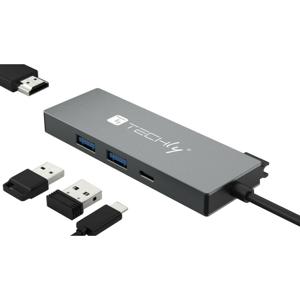 Techly IUSB32C-HUB4HPD laptop dock & poortreplicator Bedraad USB 3.2 Gen 2 (3.1 Gen 2) Type-C Grijs