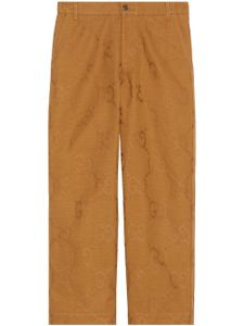 Gucci pantalon droit à motif GG en jacquard - Marron