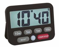 TFA Dostmann digitale timer en stopwatch, 38.2038.01, extra luid alarm, snelle en eenvoudige tijdsinvoer, met magnet, standaard en ophangbeugel, kunstof, (L) 90 x (B) 17 (37) x (H) 70 mm,zwart