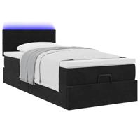 vidaXL Ottoman bed met matras en LED's 100x200 cm fluweel zwart, bedframe, ottoman bedframe, bedframe met opbergruimte onder het bed, bedframe met opbergruimte