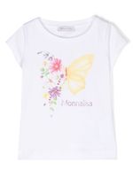 Monnalisa t-shirt fleuri à logo strassé - Blanc