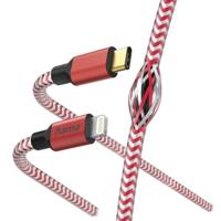 Hama Reflected USB C-oplaadkabel - Lightning (480 Mbps, 20 V, 3A, verguld, afscherming, 1,5 m) rood