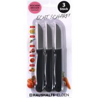 Haushaltshelden keukenmesjes/schilmesjes - 3x  - RVS - zwart - 16 cm   -