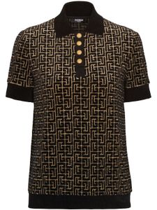 Balmain polo à motif monogrammé - Noir