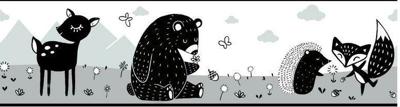 RoomMates muursticker Woodland Creatures 4,6 meter vinyl zwart/wit RoomMates muursticker Woodland Creatures 4,6 meter vinyl zwart/wit