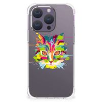 iPhone 15 Pro Stevig Bumper Hoesje Cat Color - thumbnail