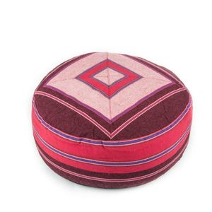 Yogi & Yogini Meditatiekussen Rond Katoen Roze - Patroon Rood - 33 x 17 cm