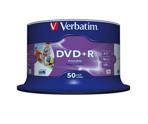 Verbatim DVD+R Wide Inkjet Printable No ID Brand 4,7 GB 50 stuk(s)