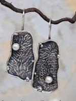 Vintage Irregular Distressed Textured Pearl Earrings Ethnic Jewelry