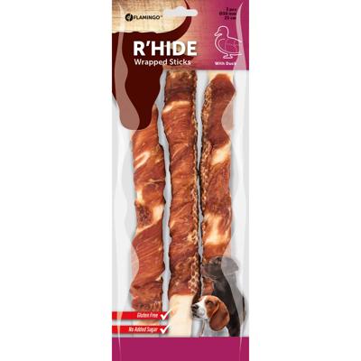 Hondensnack R'Hide Duck Wrapped Stick 30 mm x 25 cm 3 stuks 240 gram / 3 stuks Flamingo Hondensnack R'Hide Duck Wrapped Stick 30 mm x 25 cm 3 stuks 240 gram / 3 stuks Flamingo