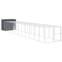 vidaXL Hondenhok met ren 214x1273x181 cm staal antraciet, hondenkennel, hondenhuisje, kennel hond, hondenhuis, honden kennel, hondenkooi, honden kooi