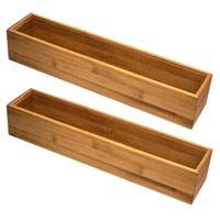 Set van 2x stuks bestekbakken/keuken organizers 1-vaks Tidy Smart bamboe 38 x 8 x 7 cm