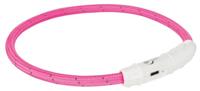 TRIXIE Lichtring voor honden, L-XL roze, oplichtende hondenhalsband, ideaal voor wandelingen in het donker, oplaadbaar en individueel instelbaar, 12706