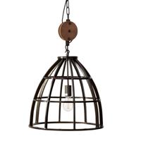 Brilliant Landelijke hanglamp Matrix Ø 34cm gunmetal met hout HK17186S76 - thumbnail