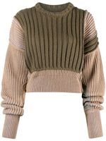 MM6 Maison Margiela patchwork chunky ribbed-knit jumper - Vert