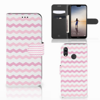 Huawei P20 Lite Telefoon Hoesje Waves Roze - thumbnail