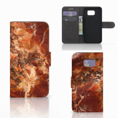 Samsung Galaxy S6 Edge Bookcase Marmer Bruin Samsung Galaxy S6 Edge Bookcase Marmer Bruin