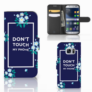 Samsung Galaxy S7 Portemonnee Hoesje Flowers Blue DTMP