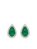 HYT Jewelry boucles d'oreilles en or blanc 18ct serties d'émeraudes et de diamants - Argent