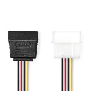 Interne Voedingskabel | Molex Male | SATA 15-Pins Female | Verguld | 0.15 m | Rond | PVC | Multicolo