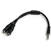 StarTech.com Headset Adapter voor Headsets met aparte Koptelefoon-/Microfoonstekkers - 3,5 mm 1x 4-polig naar 1x 3-polig en 1x 2-polig 3,5 mm - M/F (MUYHSMFF)