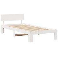 vidaXL Bedframe met Hoofdbord Wit 100x200 cm Massief Grenenhout