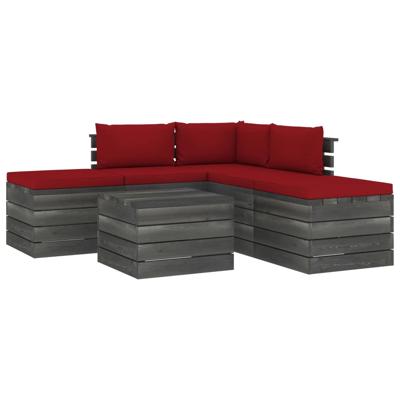 vidaXL 6-delige Loungeset met kussens pallet massief grenenhout vidaXL 6-delige Loungeset met kussens pallet massief grenenhout