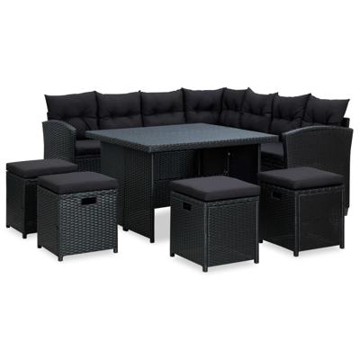 vidaXL 6-delige Loungeset met kussens poly rattan zwart vidaXL 6-delige Loungeset met kussens poly rattan zwart