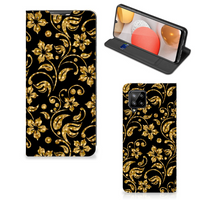 Samsung Galaxy A42 Smart Cover Gouden Bloemen