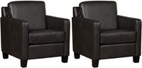 Set van 2 Donkergrijze leren landelijke fauteuils Smart - poot hout zwart - Granada leer Graphite (donkergrijs leer) - thumbnail