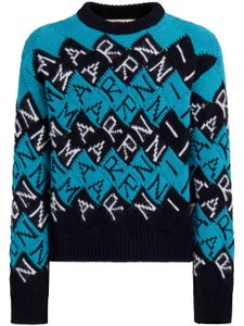 Marni pull à logo intarsia - Bleu