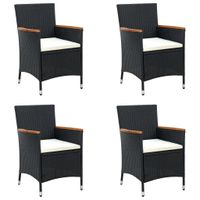 Tuinstoelen 4 st poly rattan zwart - thumbnail