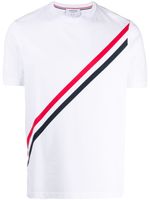 Thom Browne t-shirt à bandes tricolores - Blanc