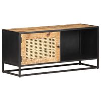 Tv-meubel 90x30x40 cm ruw mangohout en natuurlijk riet