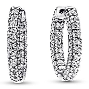 Pandora 292624C01 Oorringen Timeless Pave Single Row zilver-zirconia wit