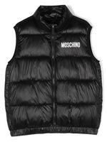 Moschino Kids gilet matelassé à logo imprimé - Noir