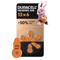 Duracell-batterijen voor gehoorapparaten maat 13 (6 stuks) tot 50% extra levensduur, eenvoudig te gebruiken, 100% recyclebare verpakking