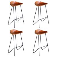 Barstoelen 4 st echt leer bruin SKU: V276363 - thumbnail