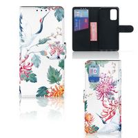 Samsung Galaxy A32 4G Telefoonhoesje met Pasjes Bird Flowers