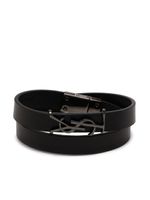 Saint Laurent bracelet en cuir à plaque logo YSL - Noir