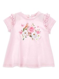 Monnalisa t-shirt en coton à fleurs - Rose