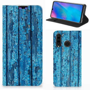 Huawei P30 Lite New Edition Book Wallet Case Wood Blue