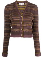 DVF Diane von Furstenberg Gilda patterned-jacquard cardigan - Violet