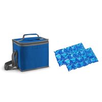 Kleine koeltas voor lunch blauw met 2 stuks flexibele koelelementen 9 liter