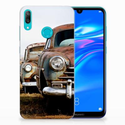 Huawei Y7 2019 Siliconen Hoesje met foto Vintage Auto