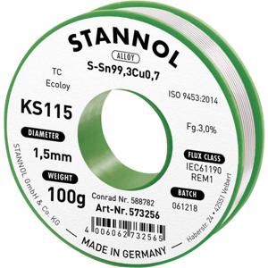 Stannol KS115 Soldeertin, loodvrij Spoel Sn99,3Cu0,7 ROM1 100 g 1.5 mm