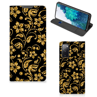 Samsung Galaxy S20 FE Smart Cover Gouden Bloemen