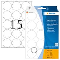 HERMA 2270 multifunctionele etiketten/markeerpunten rond (Ø 32 mm, 32 vellen, papier, mat) zelfklevend, permanent markerende stippen voor handschrift, 480 puntstickers, Wit